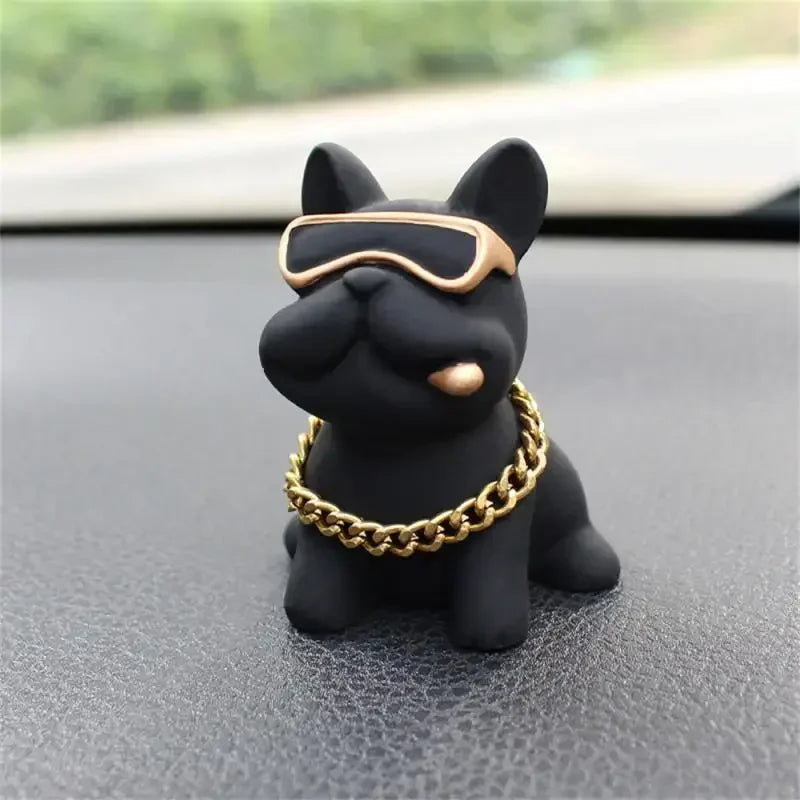 Car Ornaments Feel Comfortable Wear-resistant Green Bulldog Resin Material Car Dashboard Decoration Car Interior Accessories Oasis Select Black Bulldog