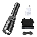 Rechargeable Led Flashlight Super Bright Portable Ultra Power Long Range Tactical Torch Lamp Outdoor Emergency Camping Lantern Oasis Select Set A