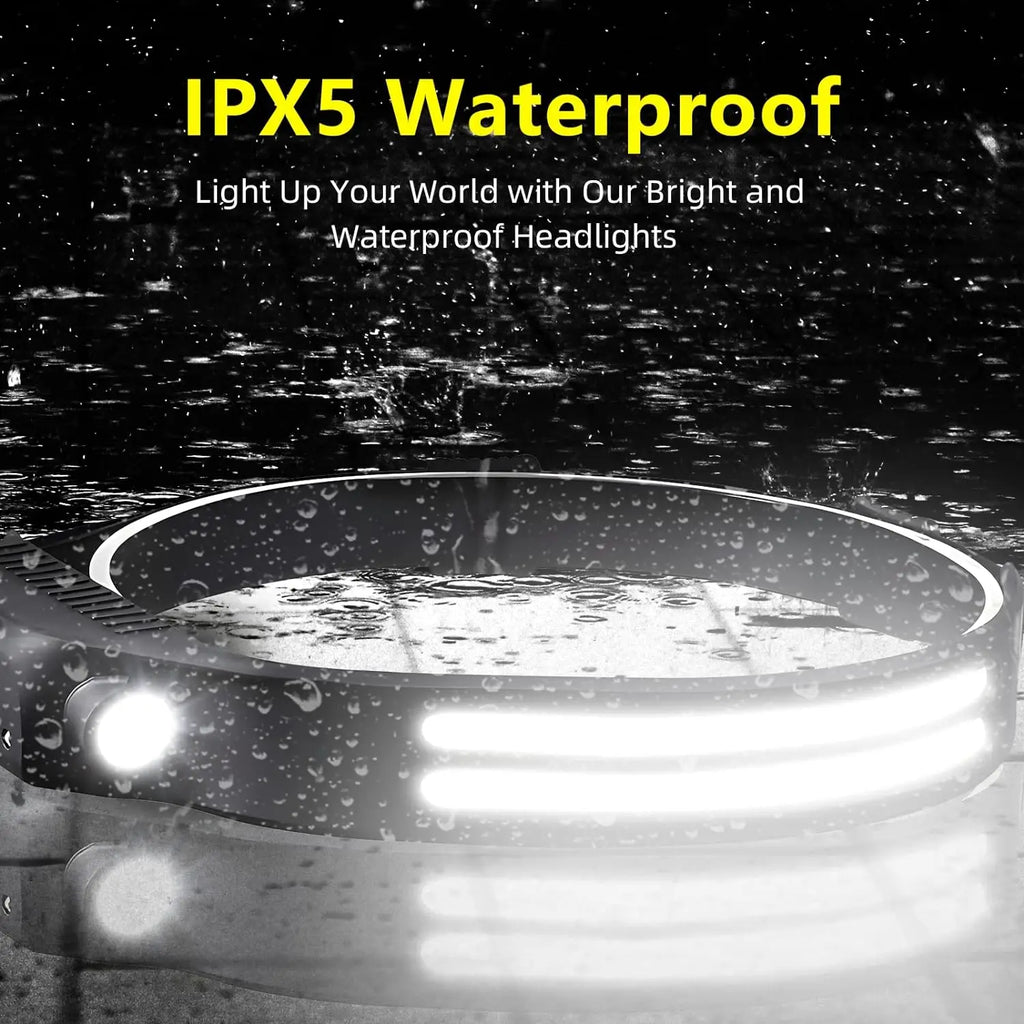 High Power COB LED Sensor Headlamp USB Rechargeable with Built-in Battery Waterproof Head Light Outdoor Camping Head Lantern Oasis Select