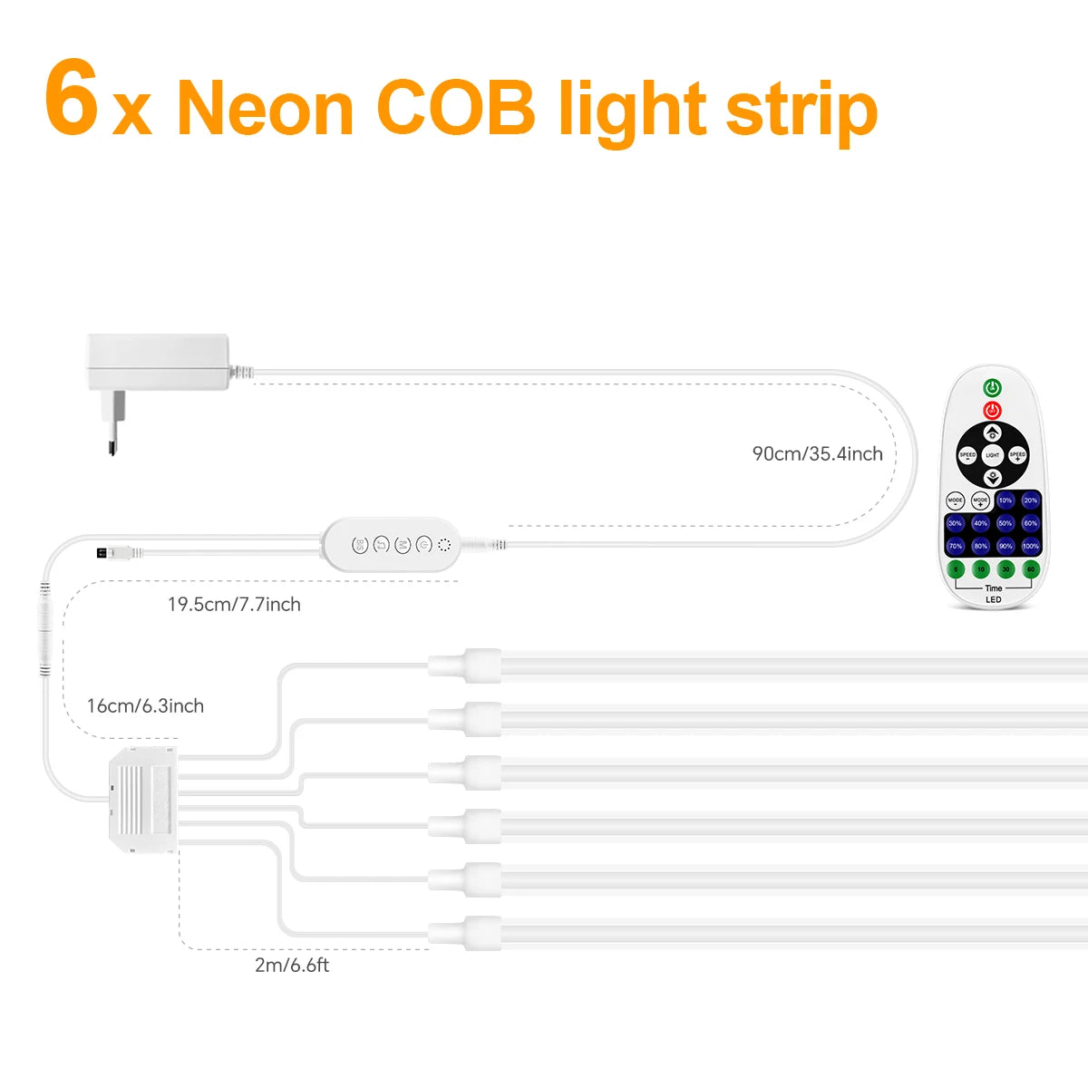 Smart Bluetooth APP Control LED Neon Light Dimmable,with Music Mode 24V RF Remoter,for Slat Grille Wood Wall Backlight Decor Oasis Select 6xNeon Light Strip Warm White 2m