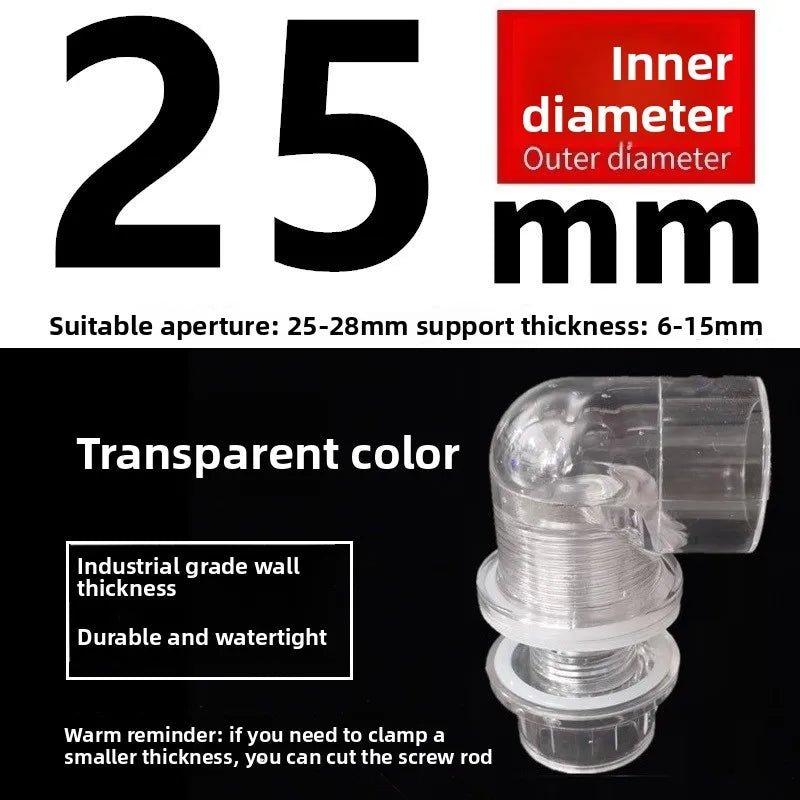 Pipe Fitting Elbow Tee End Cap Transparent Plexiglass Fish Tank Joints Water Accessories Acrylic Connector Oasis Select 25mm B