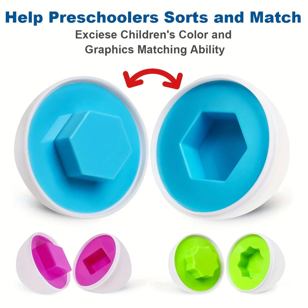12/6pcs Color and Shape Matching Toys Simulated Egg Shapes with Storage Box - Geometric Shape & Color Learning Toy Set for Kids Oasis Select