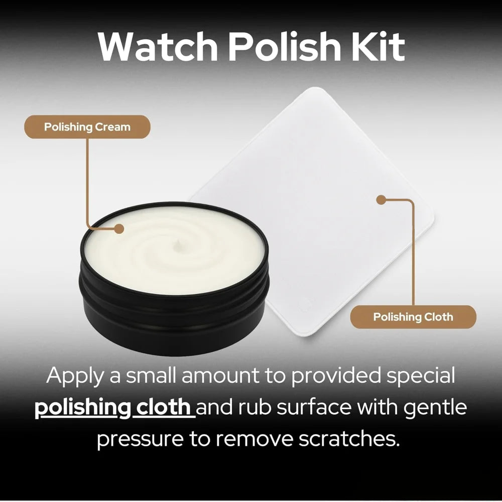 Expert Watch Polish Cream Scratch Remover Kit with Cloth for Stainless Steel Gold Silver Metal Jewelry Mirror Finish Repair Tool Oasis Select