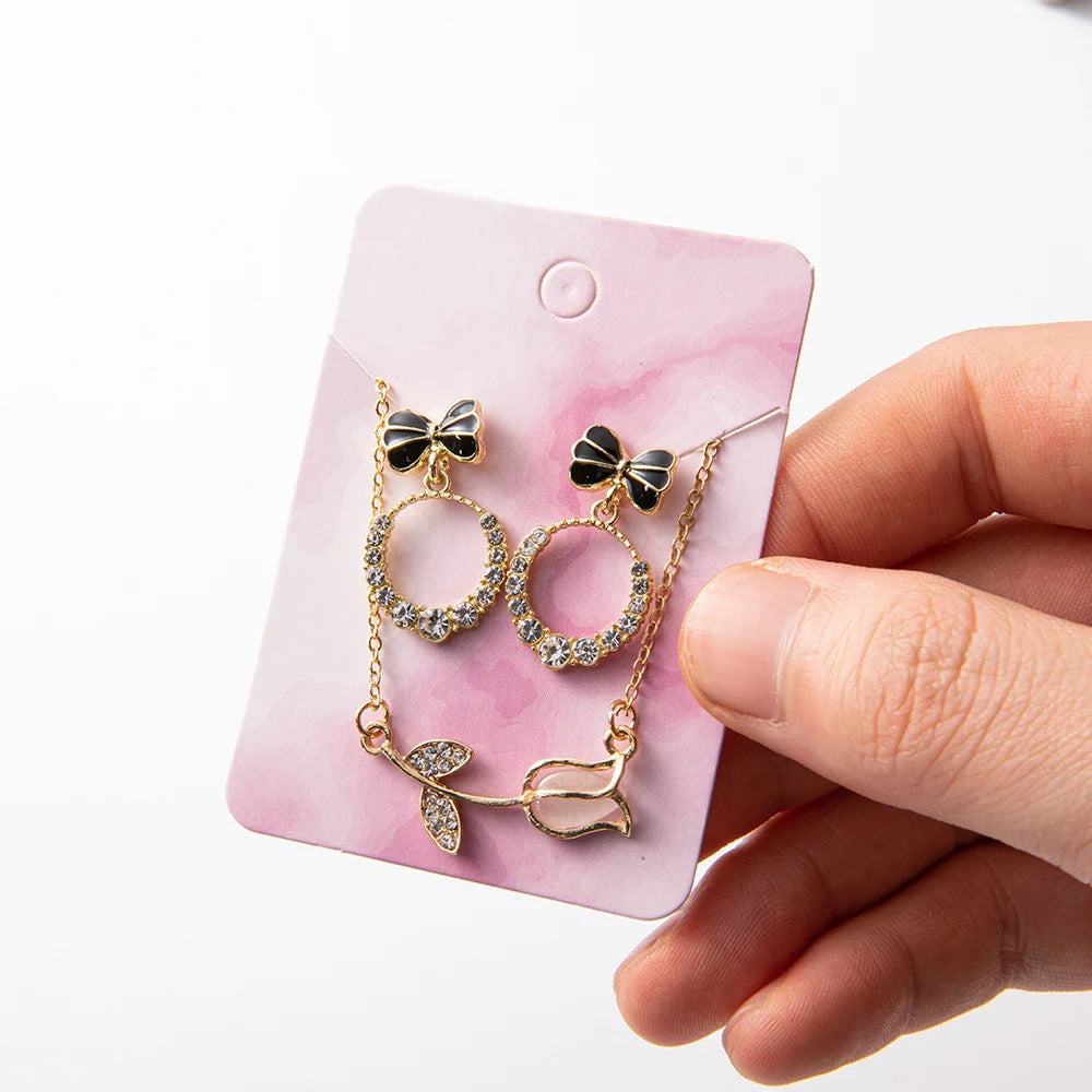 50pcs Marble Earring Display Cards Holder for Necklace Jewelry Packaging Selling Organizer Small Businesses Material Supplies Oasis Select