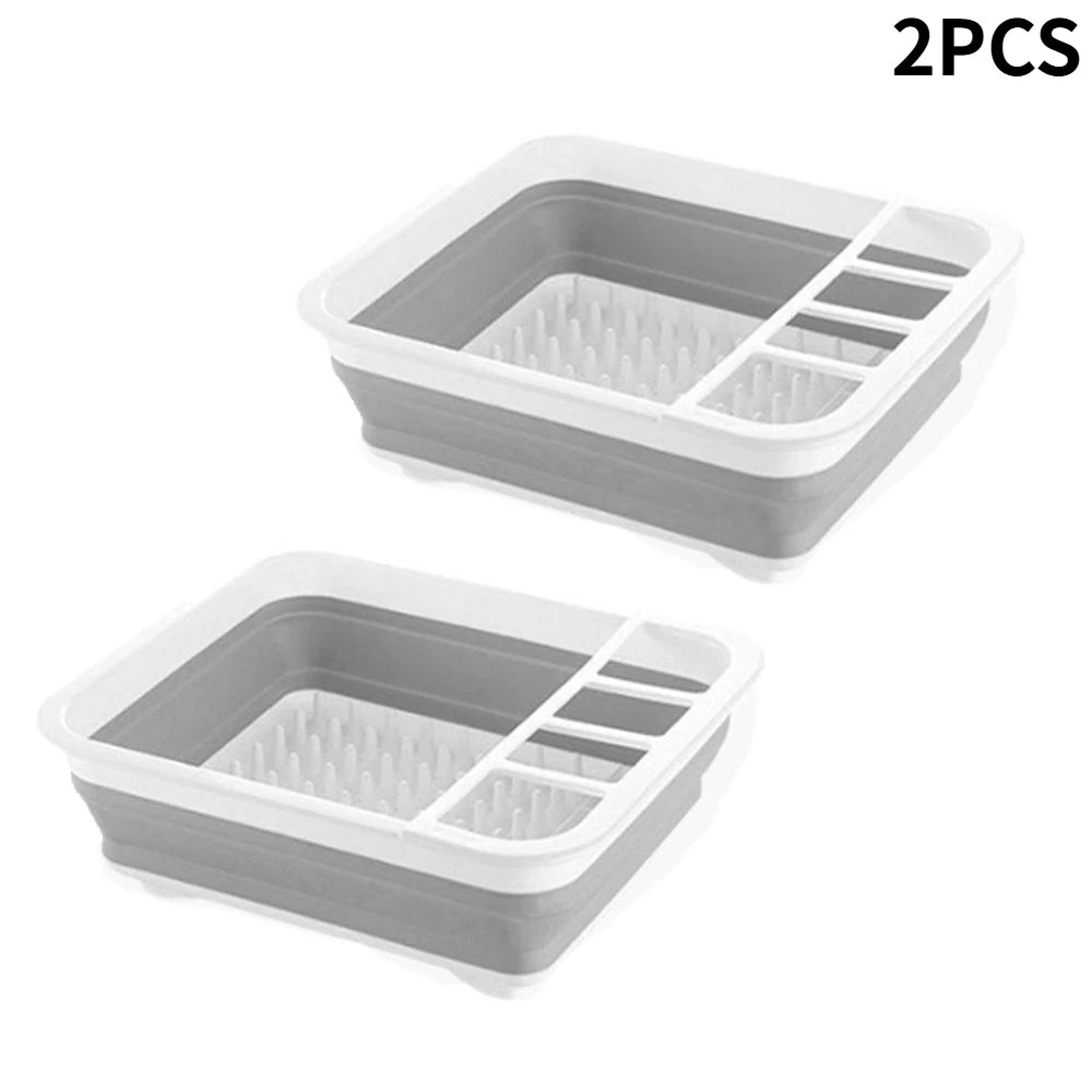 Collapsible Dish Drying Rack, Sink Dinnerware Organizer Storage Tray, Portable Foldable Dish Drainer for Kitchen RV Camper Van Oasis Select 2PCS