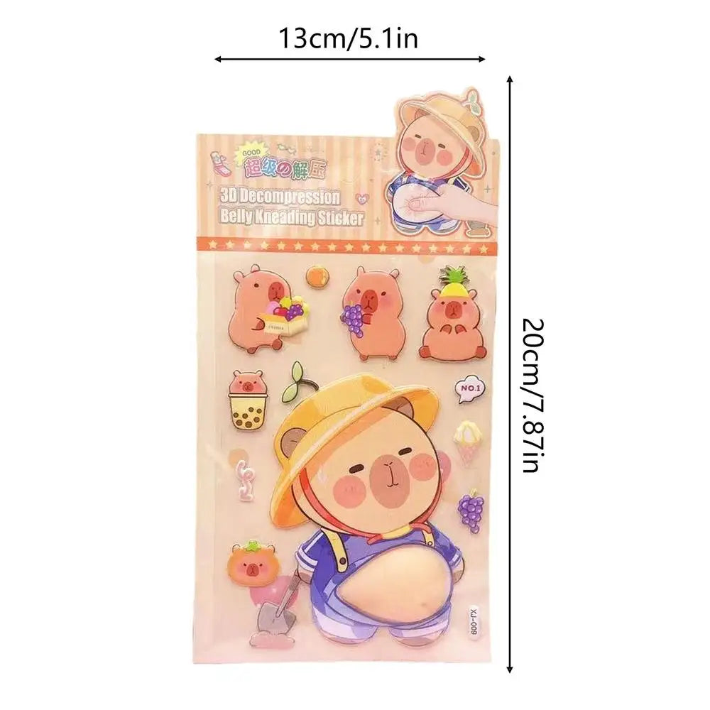 Squishy Stickers Cartoon Soft Cute Belly Pinching and Relaxation Stickers Rabbit Animal Panda Furong Skin 3D Stickers kids Gift Oasis Select kapibala