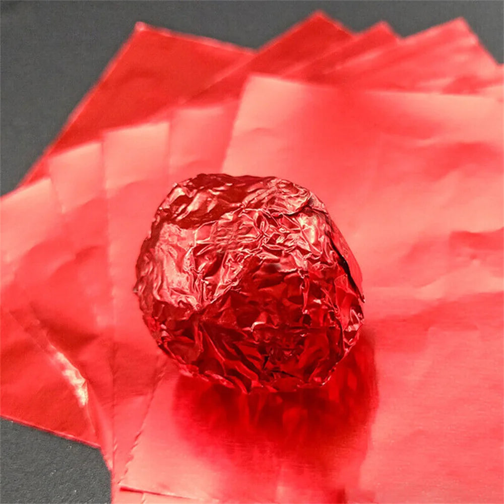 100Pcs Food-Grade Aluminum Foil Candy Wrapping Sheets 8x8cm