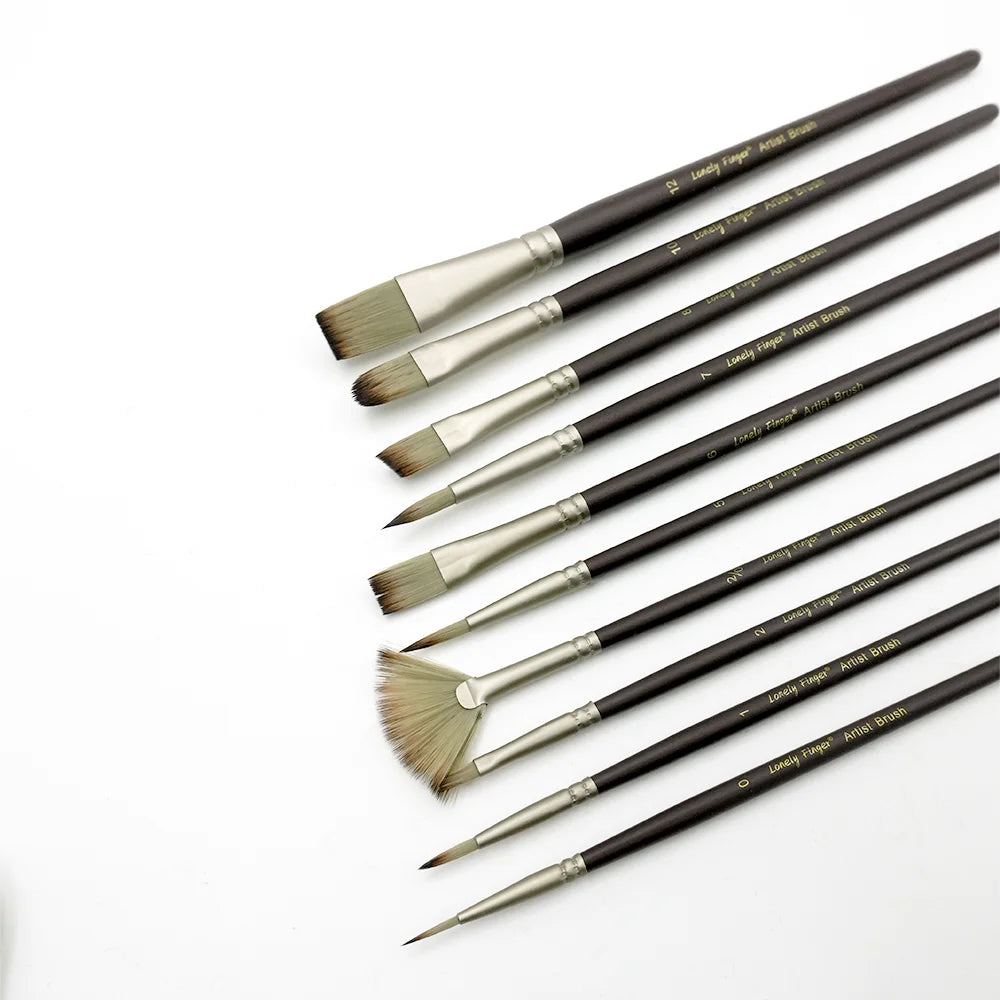 10pcs Artist Paint Brush Set Wood Handle Oil Acrylic Paint Brushes, Watercolor Brush Set for Body, Face, Rock, Canvas Drawing Ar Oasis Select WHITE