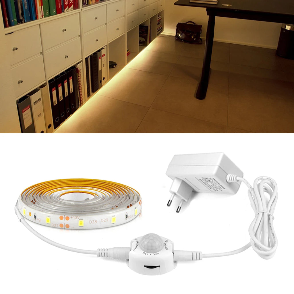 LED Light Closet 1M-5M with PIR Motion Sensor Night Light 12V 2835 LED Strip for Kitchen Bedroom Bathroom Stair Smart Lamp Oasis Select