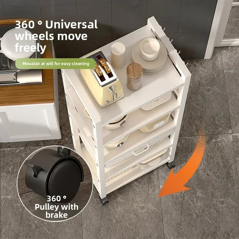 Kitchen rack Floor-to-ceiling multi-layer crevice storage rack Oven microwave oven with drawer storage rack Durable Oasis Select