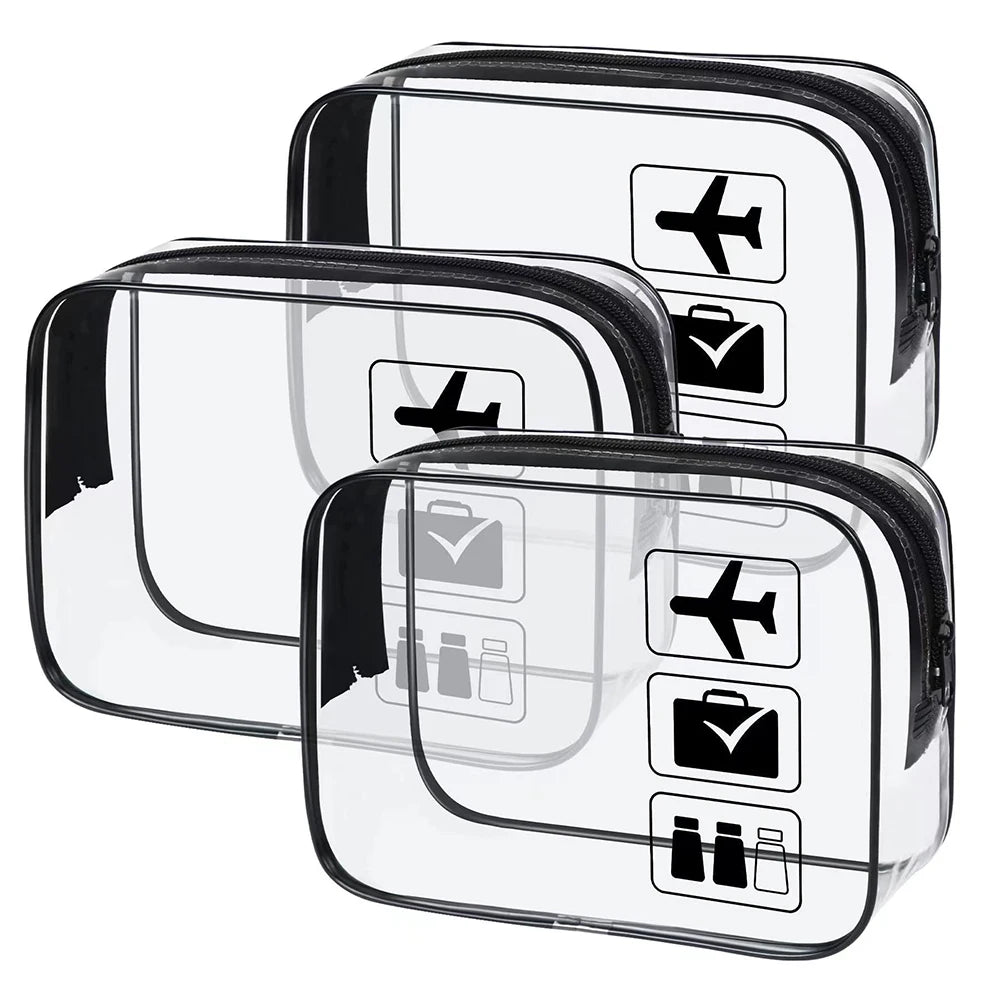 Clear PVC Travel Toiletry Bags – Waterproof Set of 3