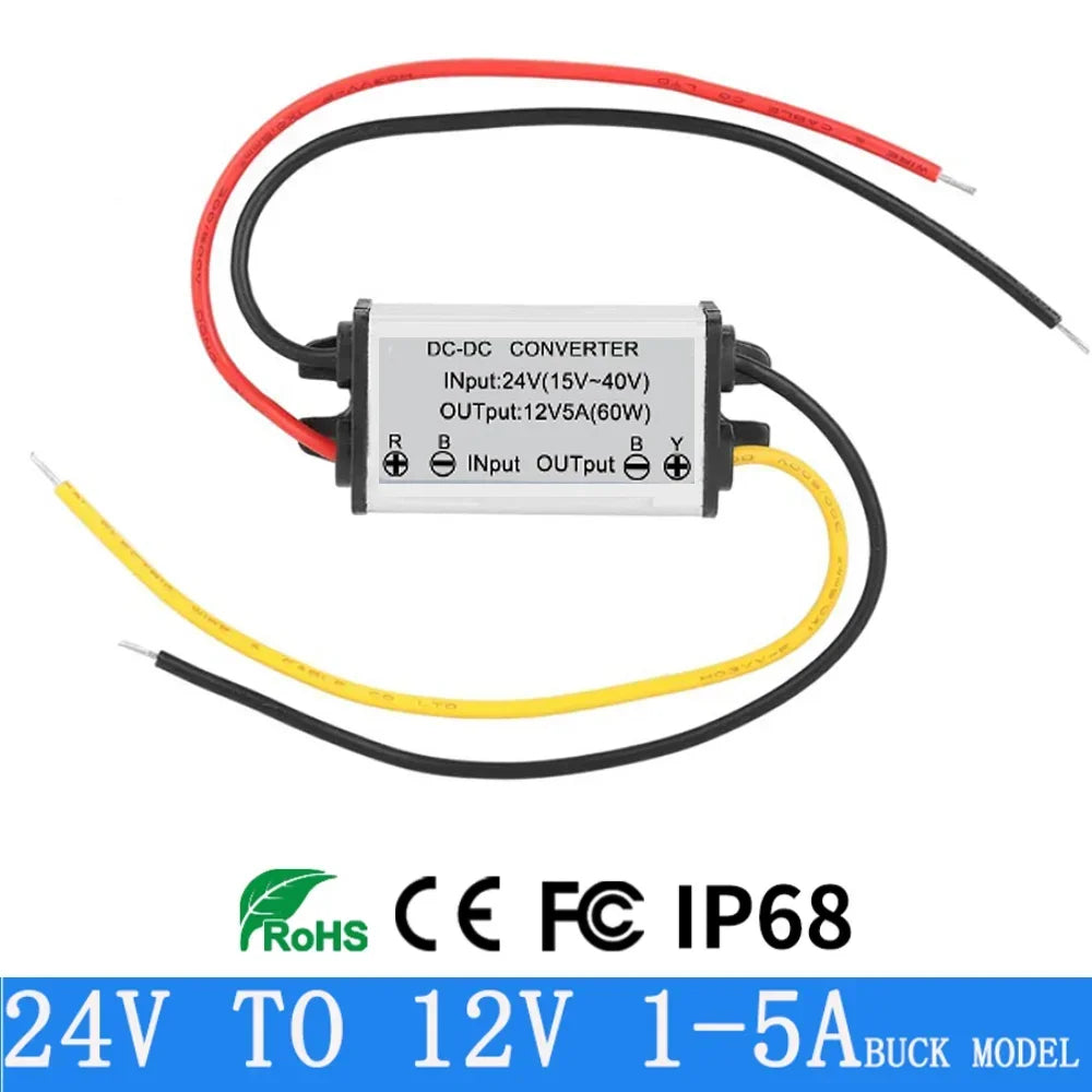 24V to 12V Converter Step Down 24V 12V Waterproof Module DC 1A-5A Buck Model Converter 24V to 12V Voltage Regulator Oasis Select