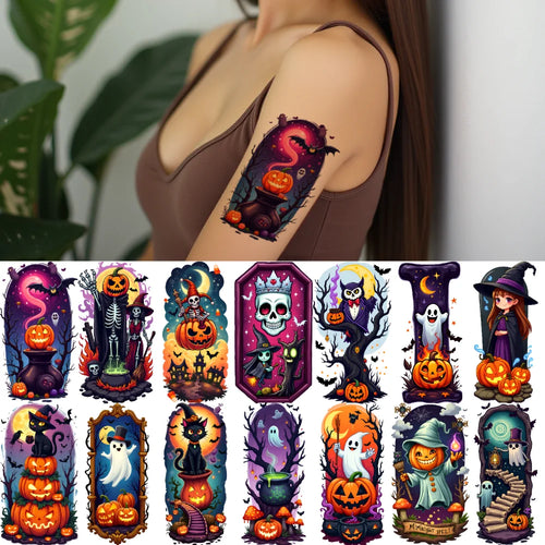 12-Pack Halloween Temporary Tattoo Stickers – Waterproof 3D Temporary Tattoo Stickers Oasis Select