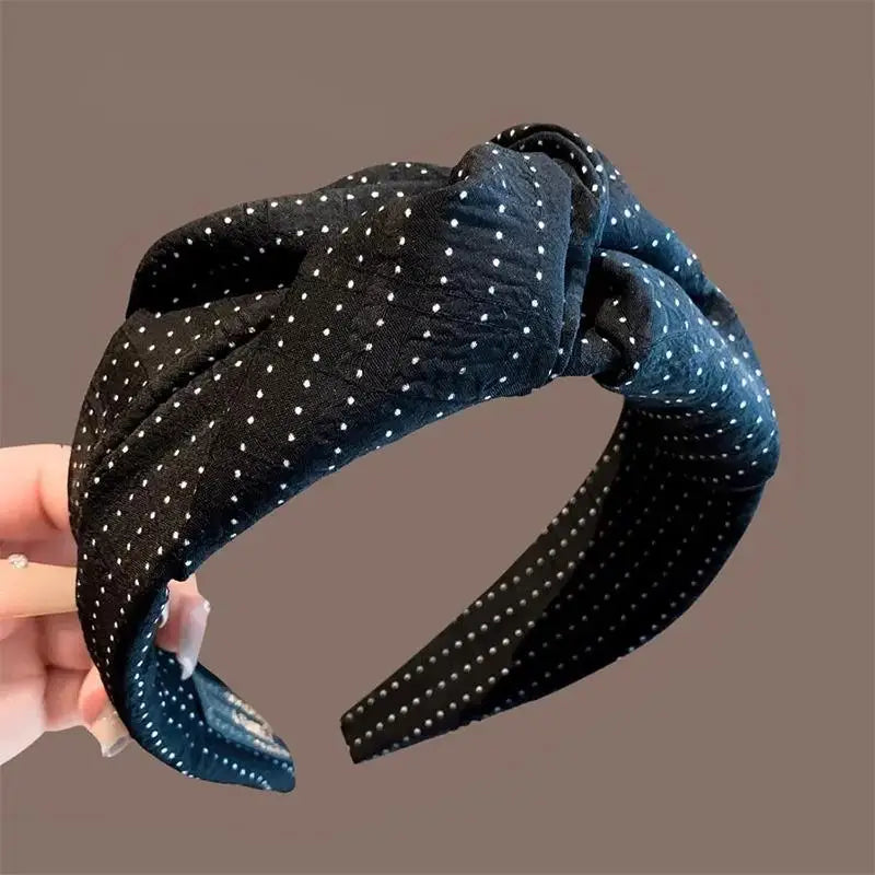 Wide Polka Dot Knot Headband for Women – Casual Hair Hoop