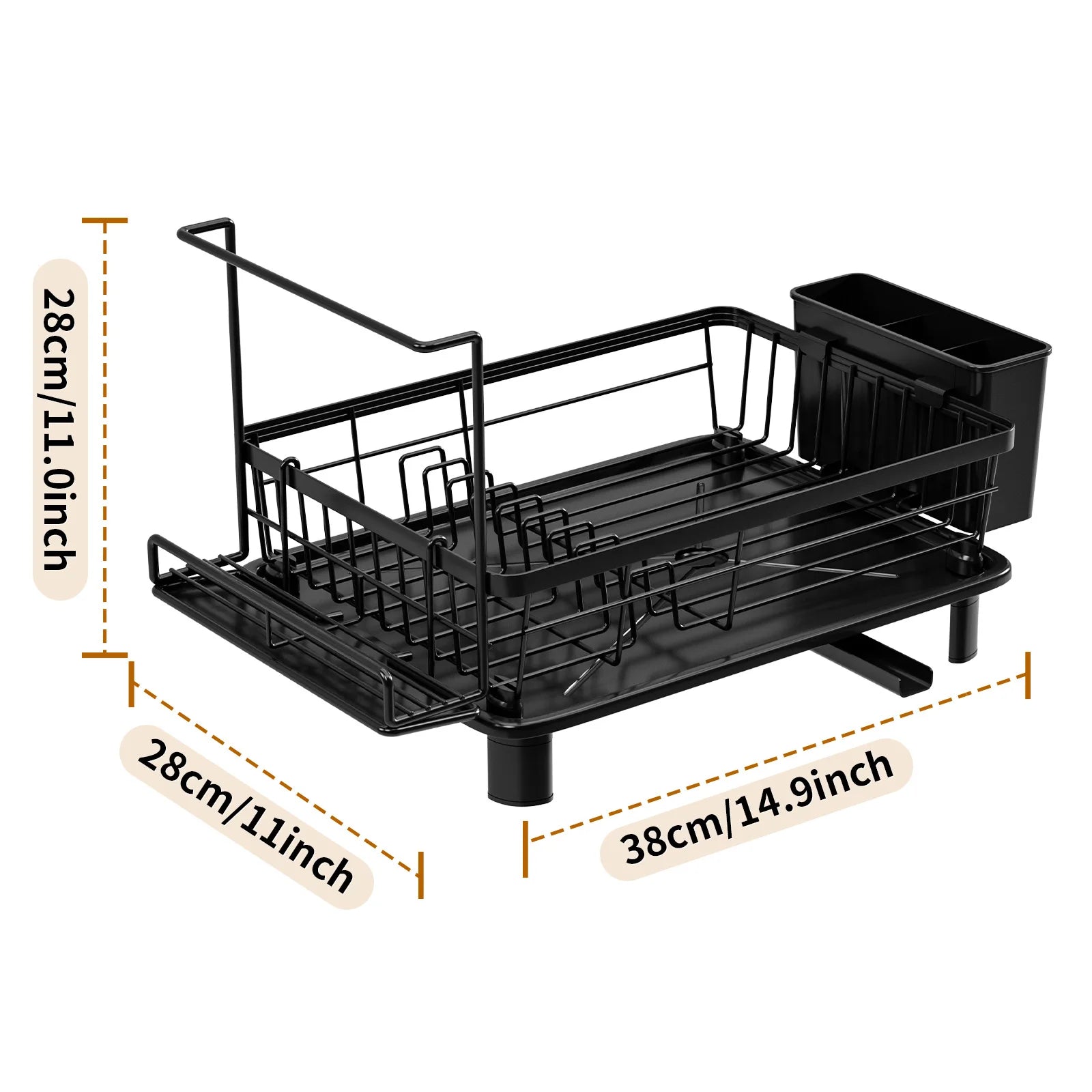 Kitchen Dish Rack Small Volume Dish Rack Sink Multifunctional Tableware Drain Bowl Storage Box Oasis Select Black Small HMJ