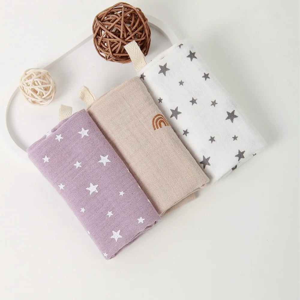 New 4-Layer Pure Cotton Baby Cotton Washcloth Soft Absorbent Square Towels Baby Towels Gauze Cotton Newborn Burp Cloth Oasis Select 5