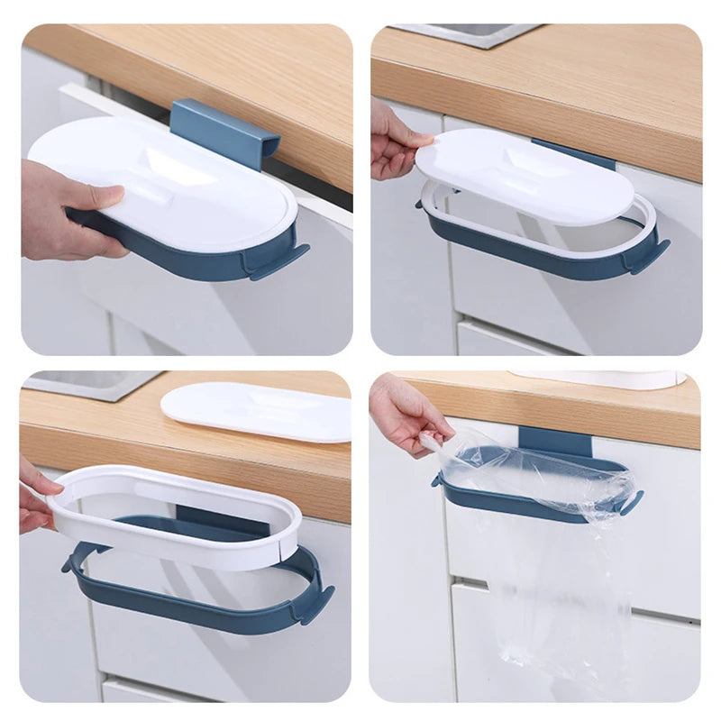 Portable Plastic Garbage Hanging Bag Kitchen Trash Storage Rack Bag Hook Scouring Pad Dry Shelf Holder Kitchen Organzier Oasis Select