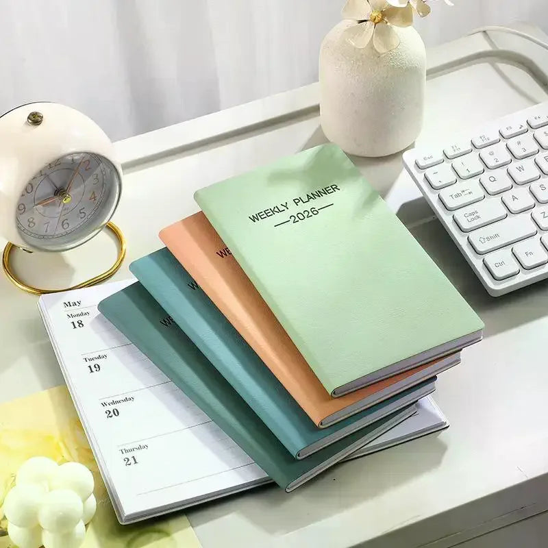 1pc A6 Size 2026 Daily Planner, Morandi Color Leather Calendar, 64 Sheets 128 Page Thin Weekly Calendar Book Oasis Select