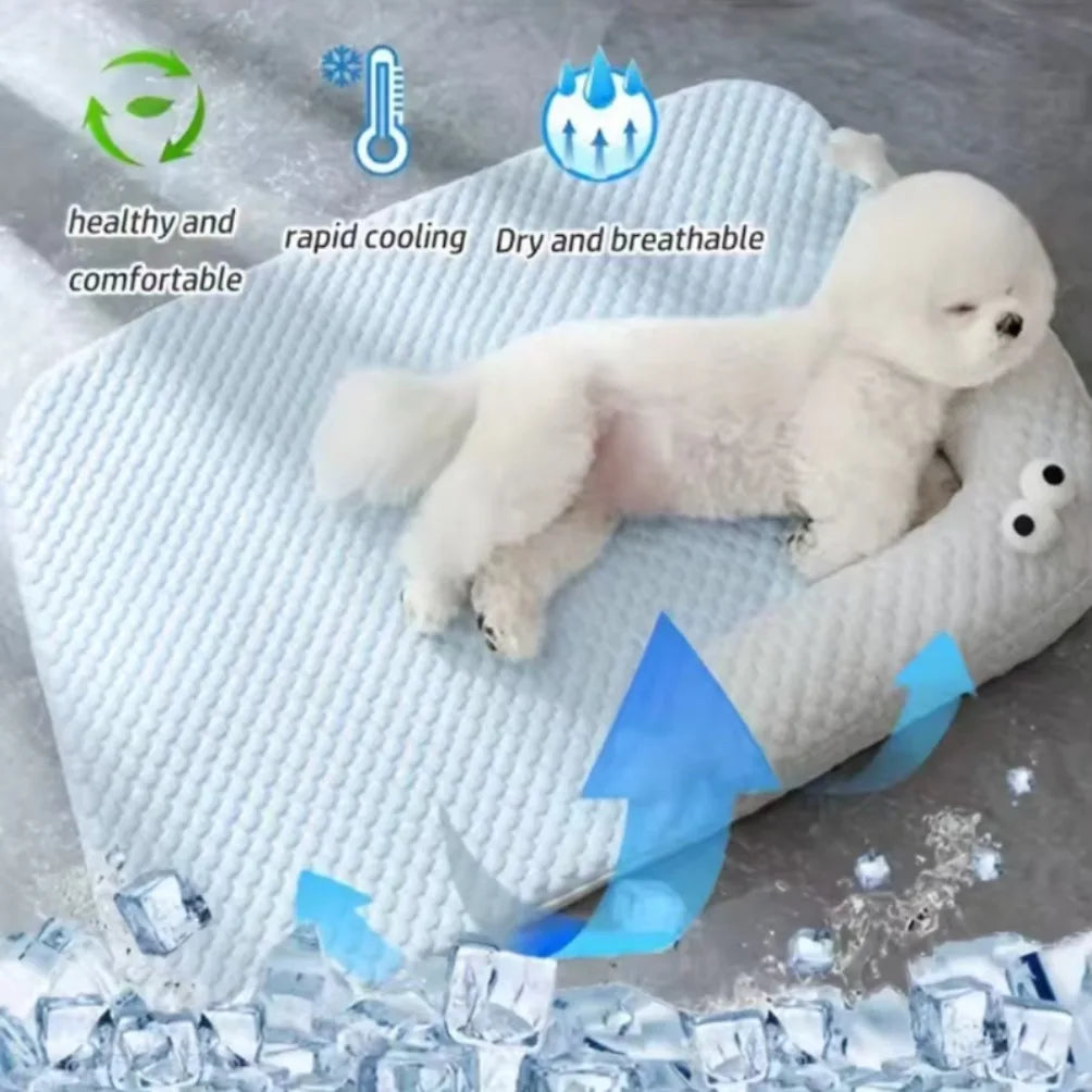 Cartoon Pet Cooling Mat Cat Supplies Breathable Bubble Dot Cute Dog Bed with Pillow Washable Summer Pets Pad for Small Dogs Cats Oasis Select