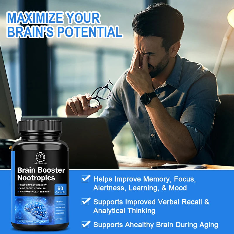 BBEEAAUU 100mg Phosphatidylserine Capsule for Memory and Focus Smarter Brain Health Nootropics Supplement Oasis Select