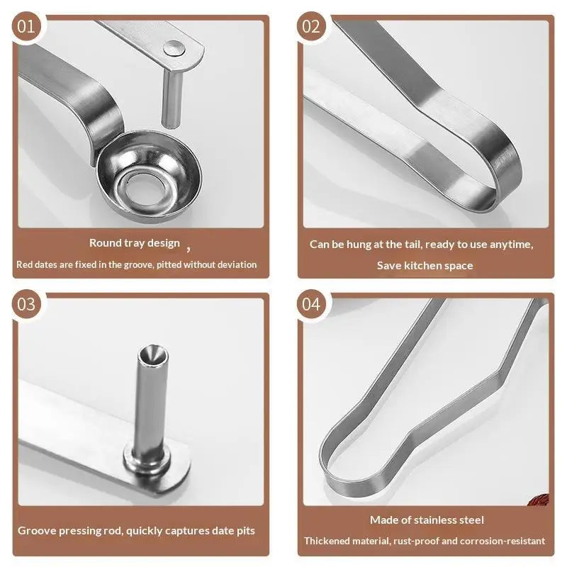 SU Stainless Steel Cherry Seed Remover Cutter Kitchen Gadgets Vegetable Tool Apples Red Dates Corers Twist Fruit Core Remove Pit Oasis Select
