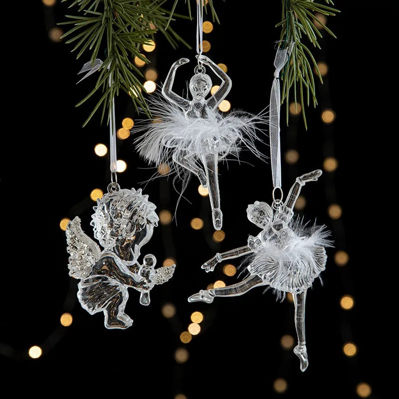 Acrylic Christmas Crystal Pendant – Angel & Snowflake Ornament