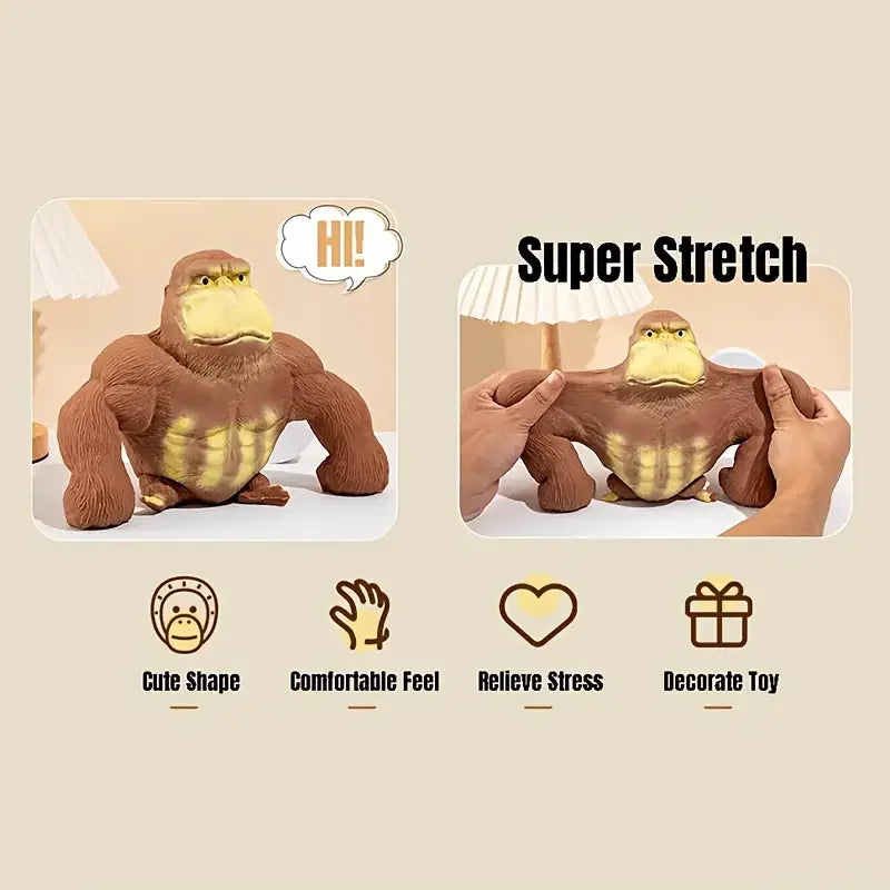 Cute Gorilla Figurines Humorous Expression Monkey Statues Stretchable Squeeze Animal Figure Office Ornament Home Decoration Oasis Select
