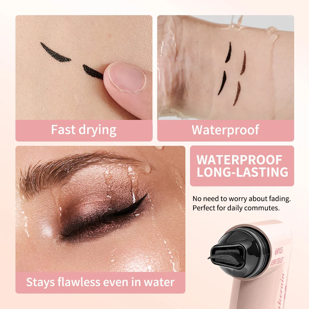 Black Brown Eyeliner Stamp Pen Waterproof Triangle Tip Liquid Eyeliner Seal Pencil Long Lasting Quick Drying Eyes Makeup Tool Oasis Select