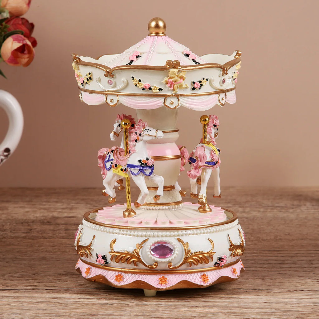 Luminous Carousel Music Box Music Box for Little Girl Princess Classmate Girl Heart Girl Birthday Gift Music Box Oasis Select