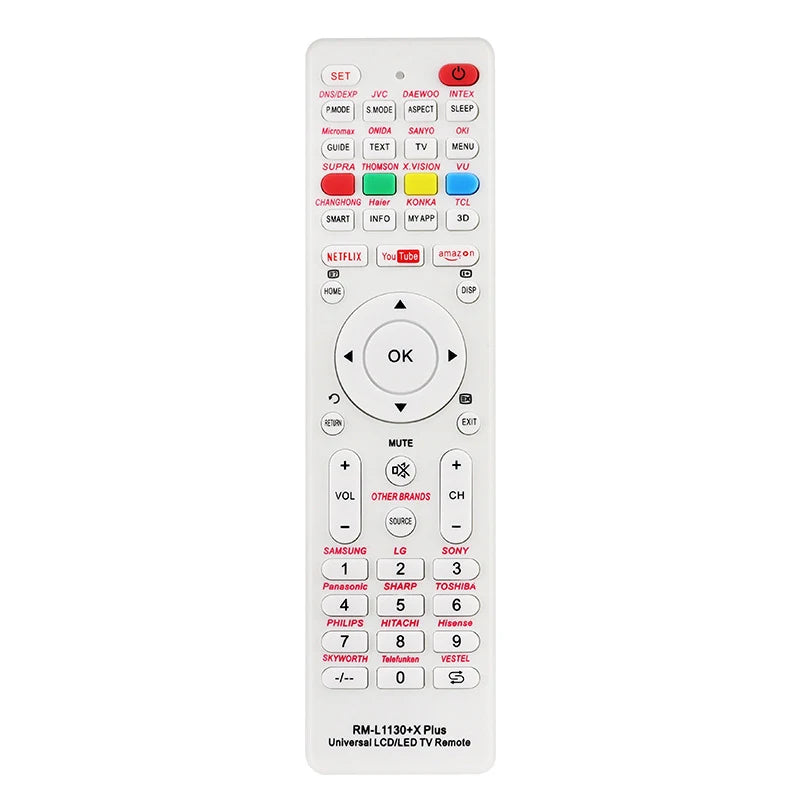 Universal TV Remote Control RM-L1130+X for Various Television Brands Oasis Select White