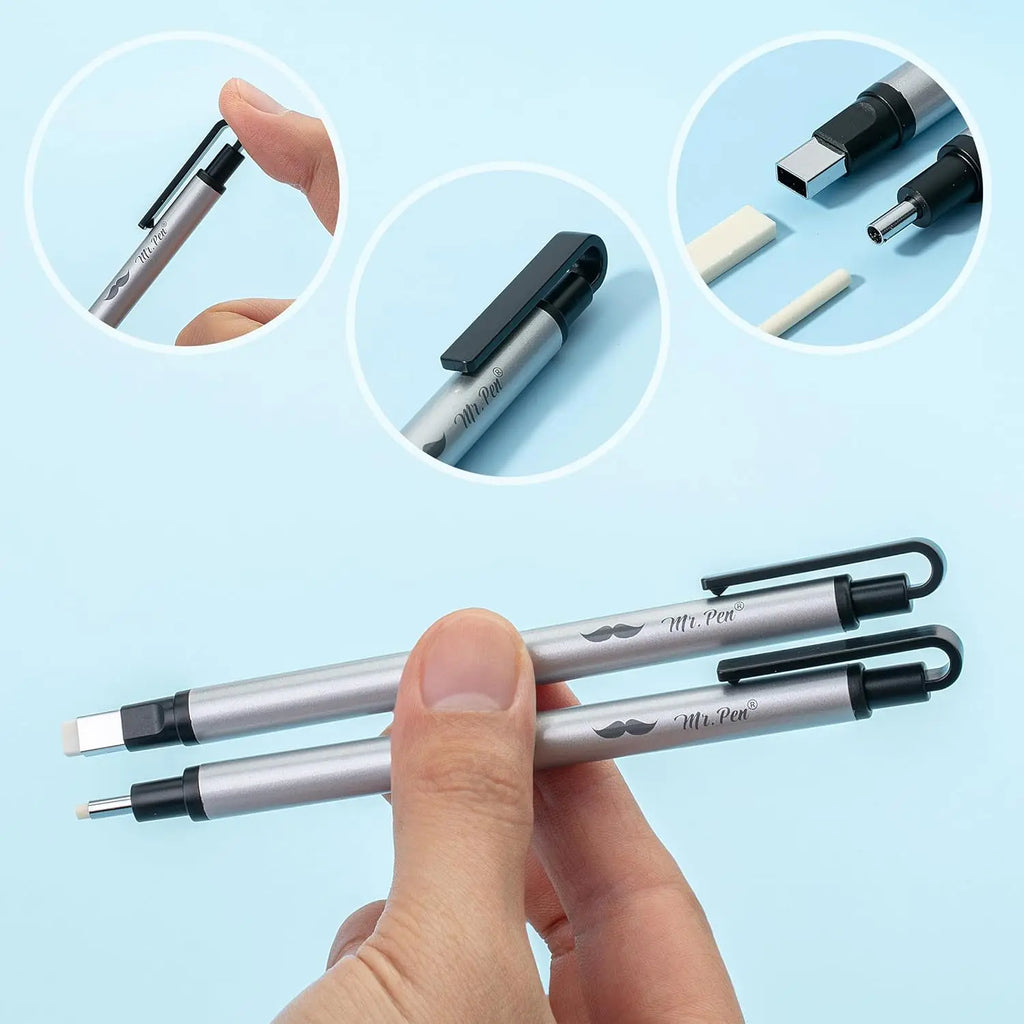 Pen erasers, square and round nibs, eraser pens, pencil erasers, automatic erasers, art erasers for drawing, precision erasers Oasis Select