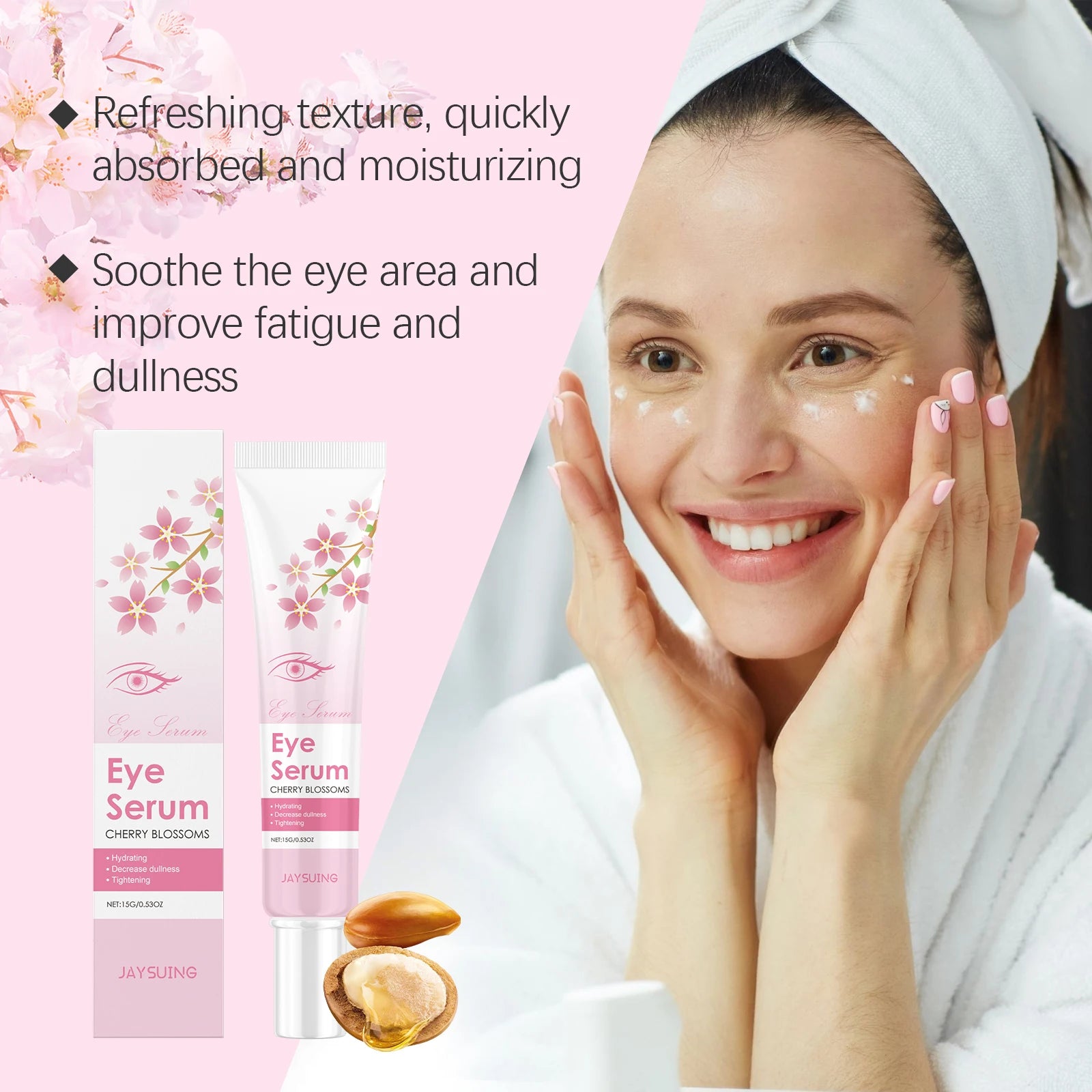 JAYSUING Sakura Eye Serum Anti Dark Circles Puffiness Eye Bag Wrinkle Remover Firming Moisturizing Brightening Eye Lifting Cream Oasis Select