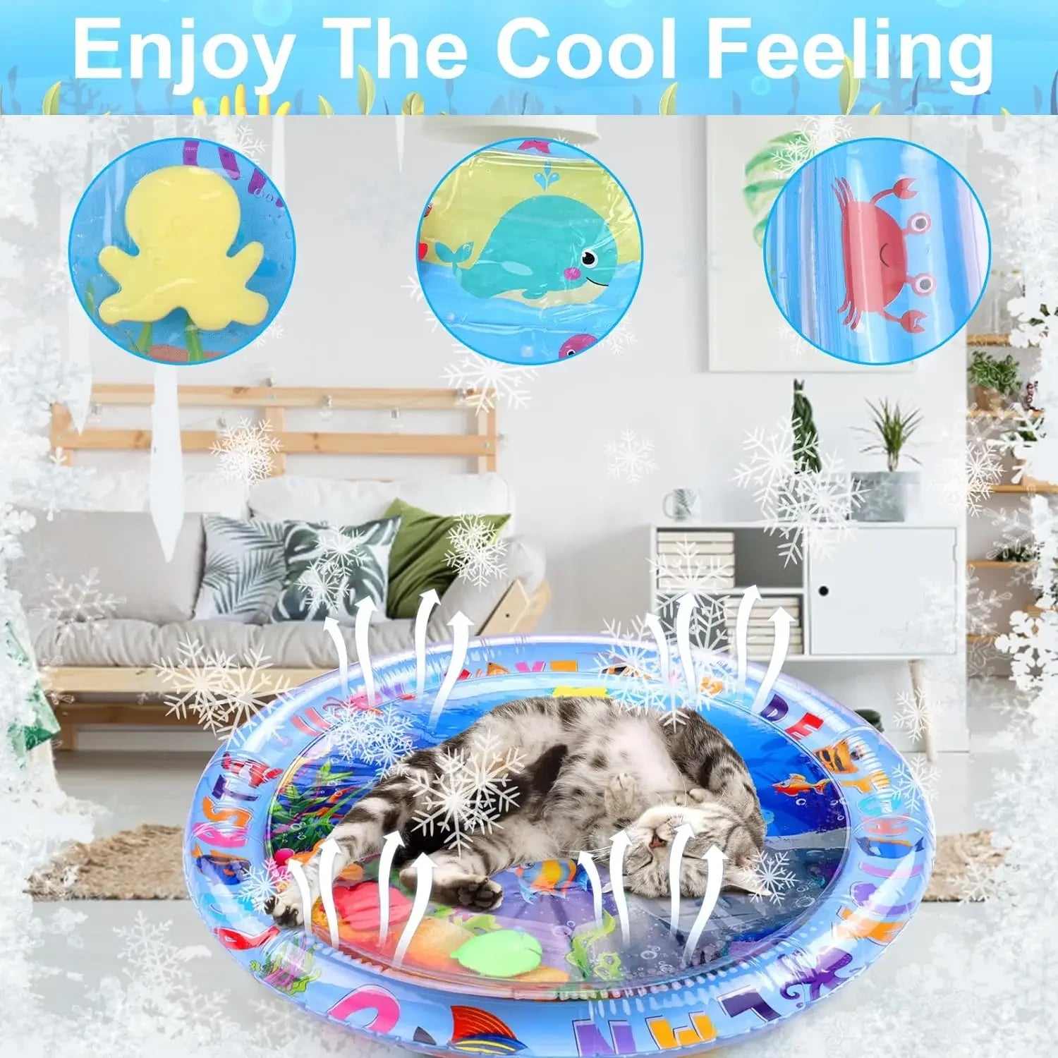Water Sensory Play Mat Thickened Inflatable Water Mat For Cat And Dog Pet Playmat With Fish Sea Ocean Theme Sensory Toy Water Oasis Select