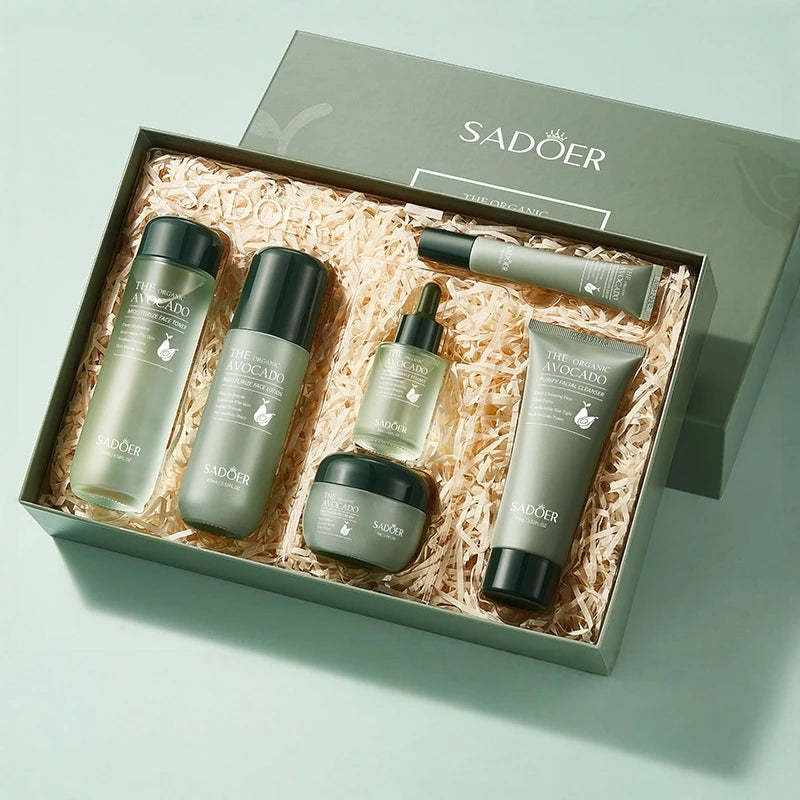 SADOER Avocado 6-Piece Skincare Set – Cleanse, Hydrate & Moisturize