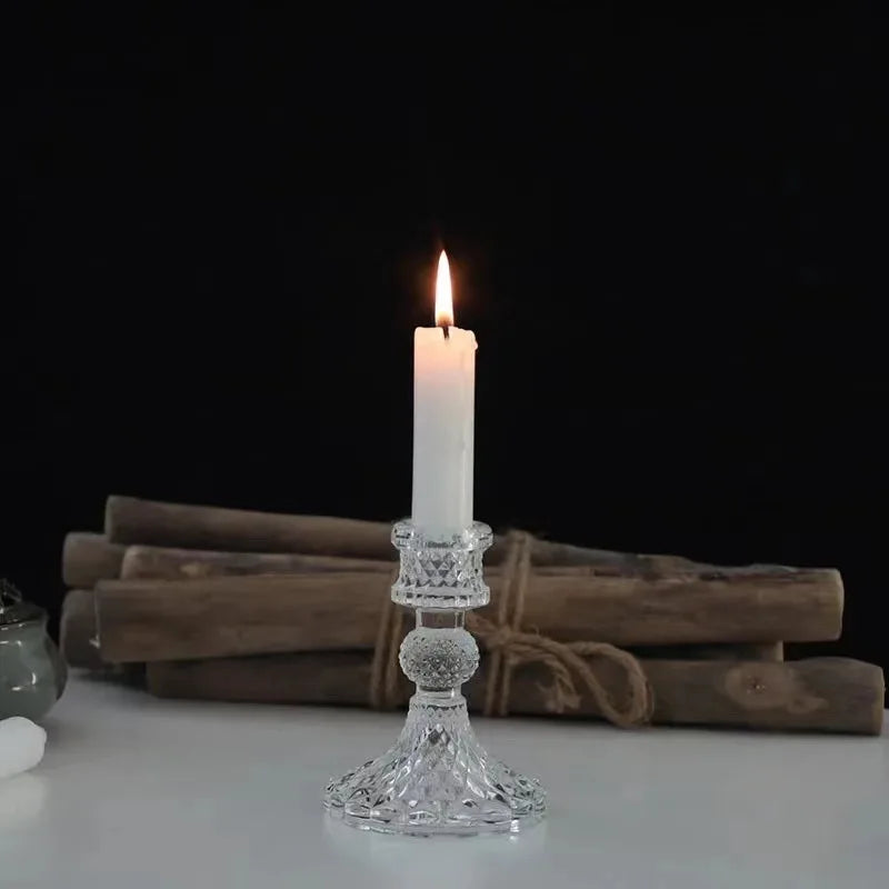 Nordic Glass Candle Holder | Taper Candlestick for Home & Wedding