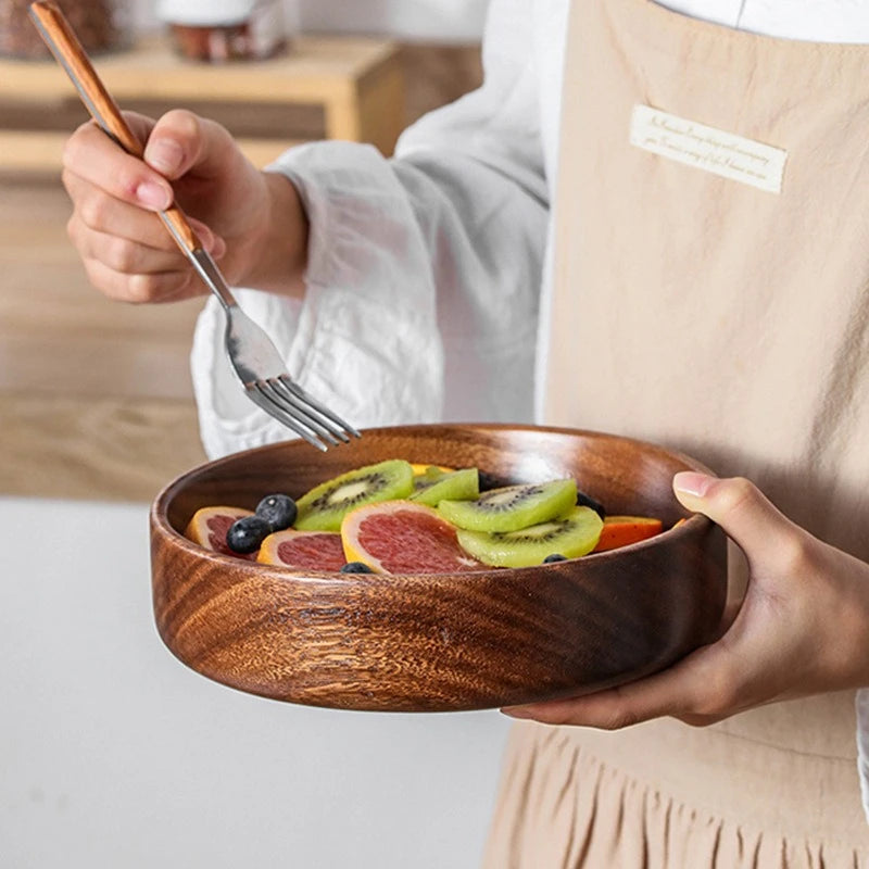 Walnut Solid Wood Boat Bowl – Handcrafted Salad & Fruit Bowl Wooden Serving Bowl Oasis Select