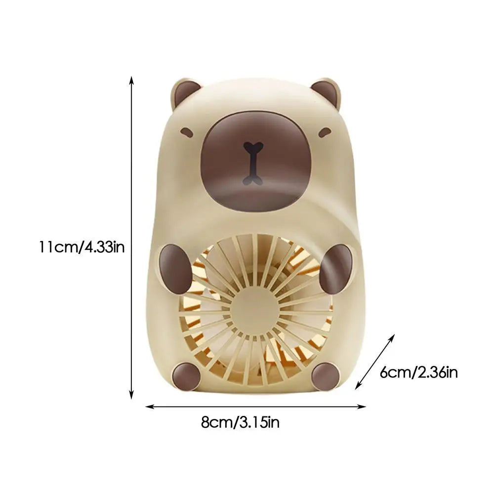 Animal Fan Handheld Electric Capybara Fan USB Charging 3-Speed Air Coolers Personal Cooling Devices Handheld Desktop Mini Fan Oasis Select Khaki