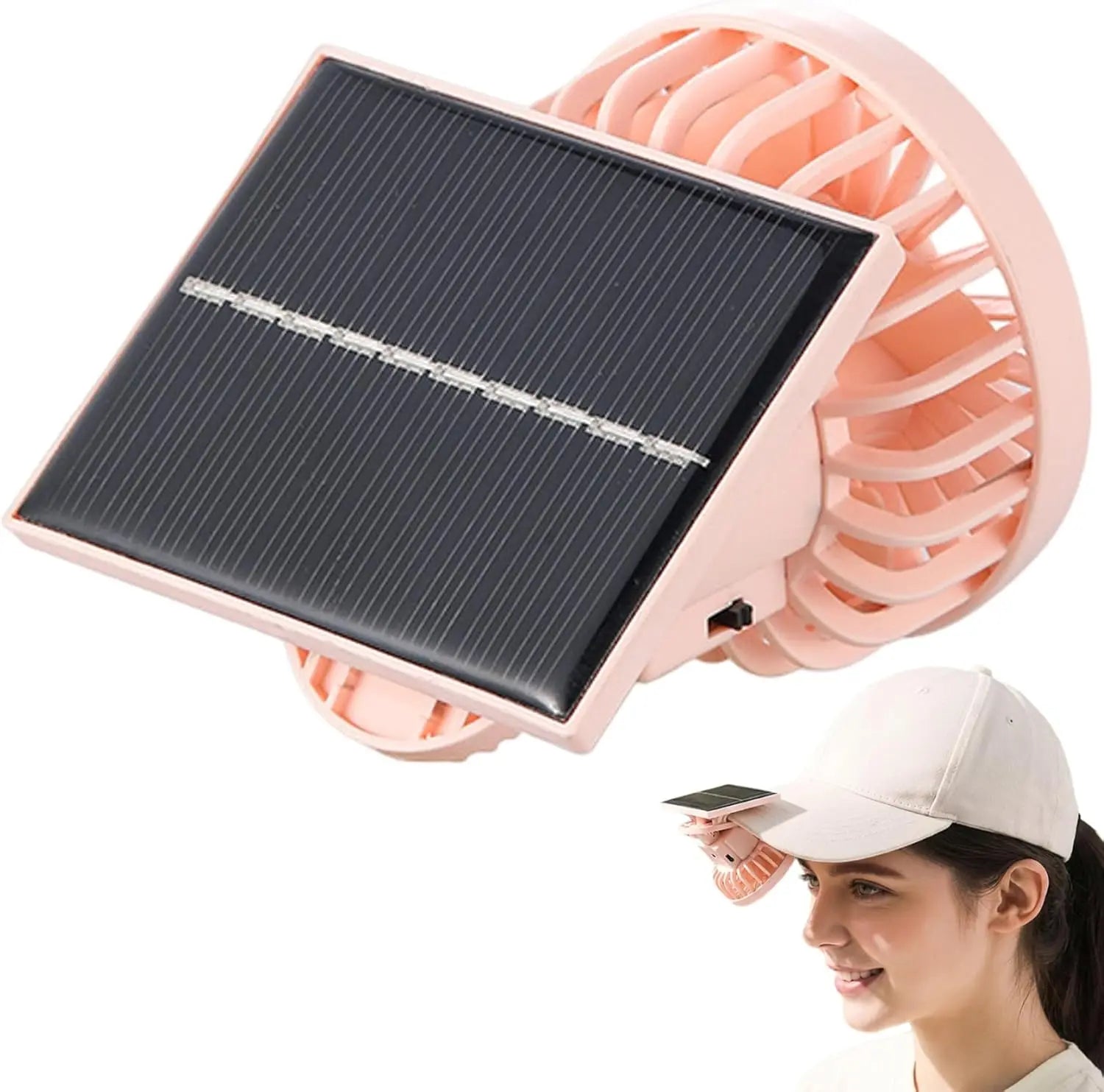 Solar Powered Clip Fan with Adjustable Angle, Portable Personal Cooling Fan for Hat, Desk, Camping, Hiking, Travel, Eco-Friendly Oasis Select Pink USB Type-C