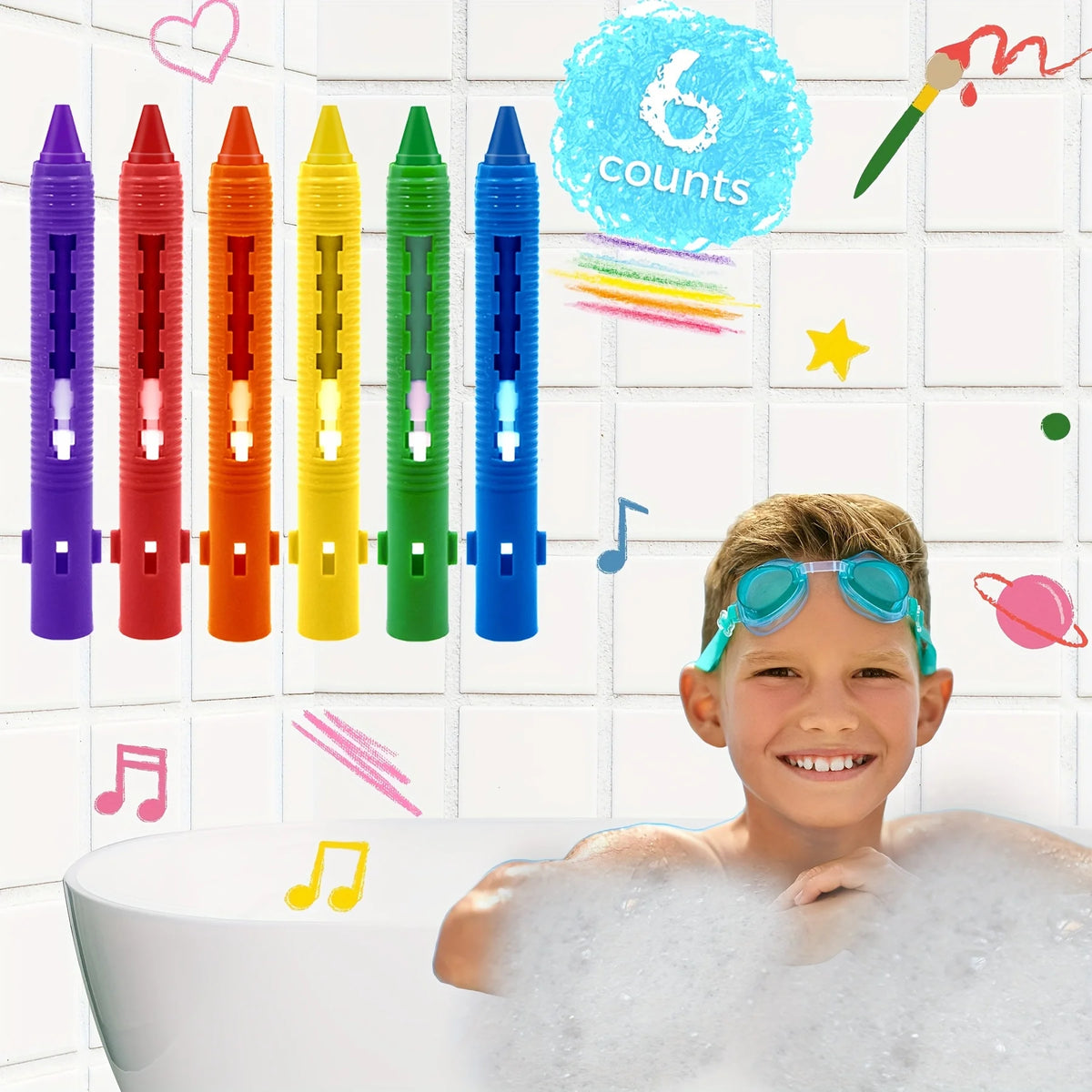 Washable Bath Crayons Set - Colorful, Easy-Clean Bathtub Markers for Youngsters, Fun Shower Art & Crafts Oasis Select