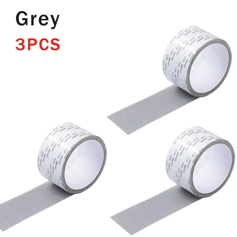 Window Screen Repair Tape Self Adhesive Mesh Tape Door Window Net Broken Holes Repairing Fix Patch Anti Insect Mosquito Oasis Select 3PCS-Grey