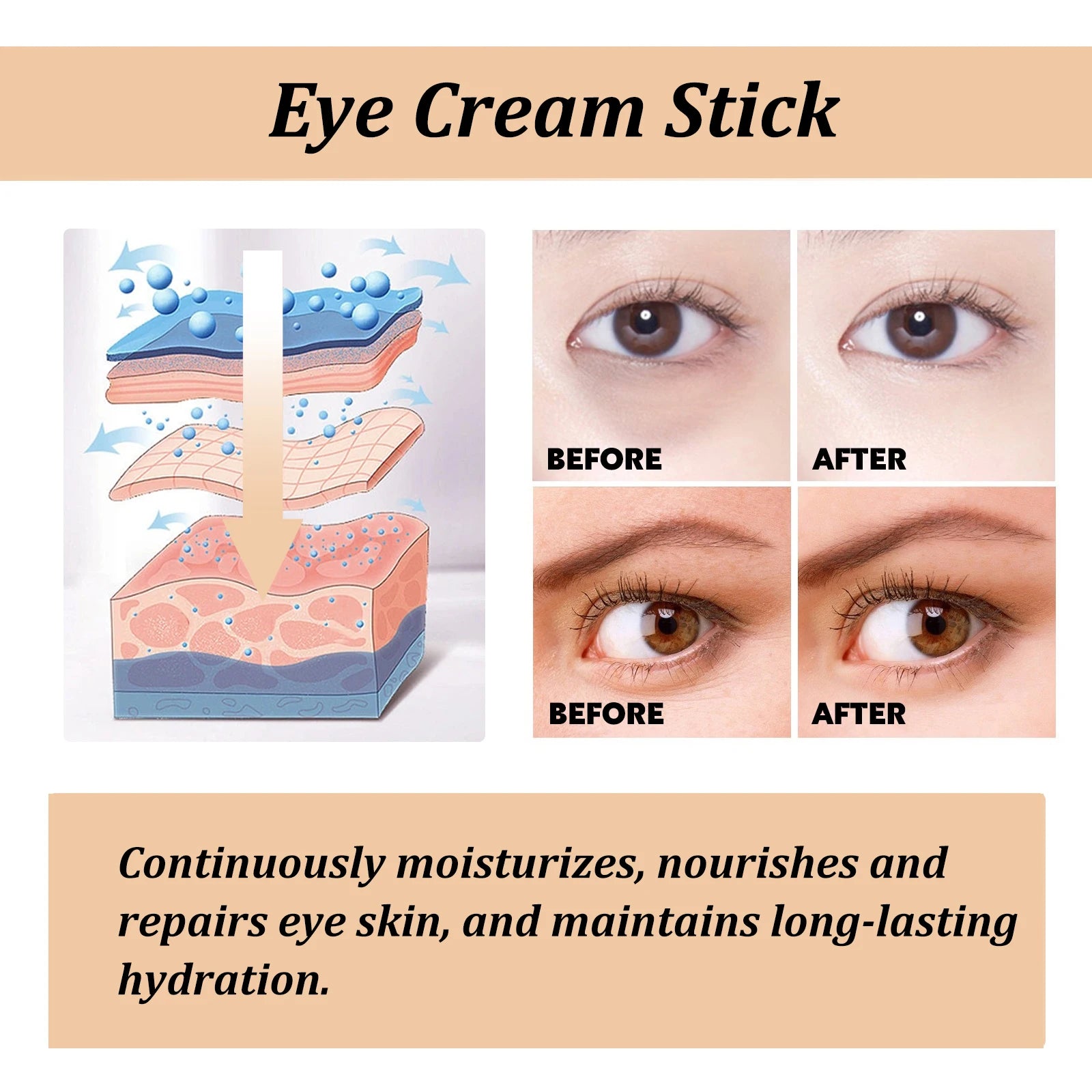 Snail Eye Cream Stick Collagen Fade Fine Lines Wrinkle Lightening Dark Circles Firming Eye Bags Puffiness Moisturizing Eye Cream Oasis Select