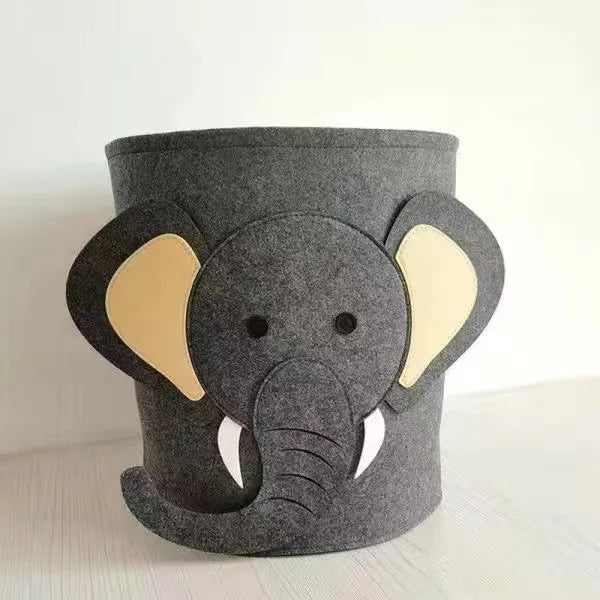 Panda Dinosaur Baby Storage Basket Felt Toy Organizer Laundry Clothes Bucket Cartoon Nursery Hamper for Kids Gift Idea Oasis Select Elephant