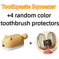 Hamster Toothpaste Squeezer Set – Includes 4 Toothbrush Head Covers, Cute Lazy Dispenser & Holder, Hygienic Bathroom Organizer Oasis Select Yellow Set