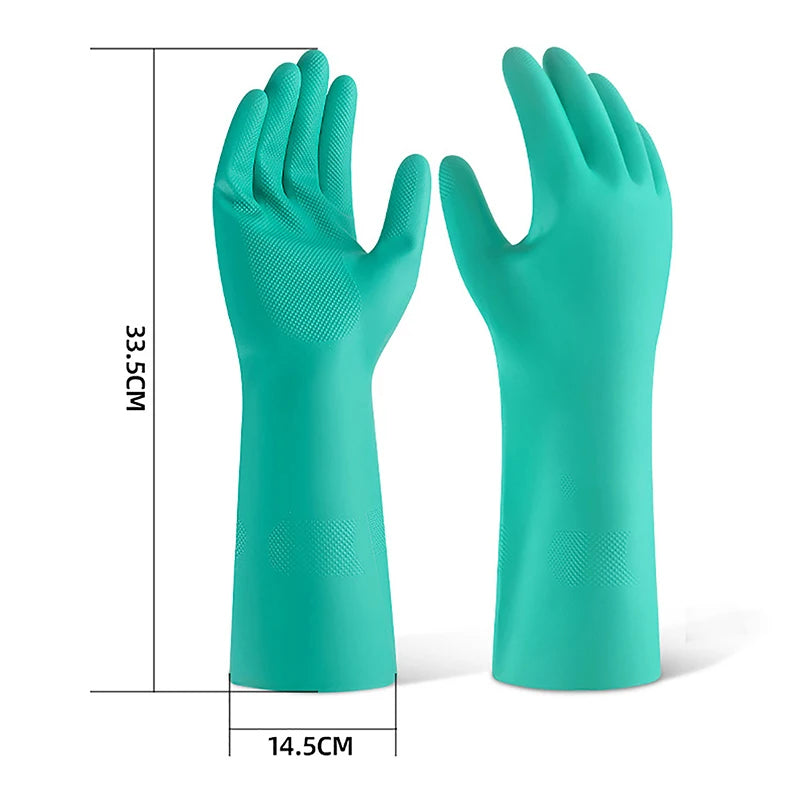1Pair Thick Nitrile Gloves - Chemical Acid Resistant Waterproof Long Sleeve Gloves For Gardening Chemical Painting ,Latex Free Oasis Select