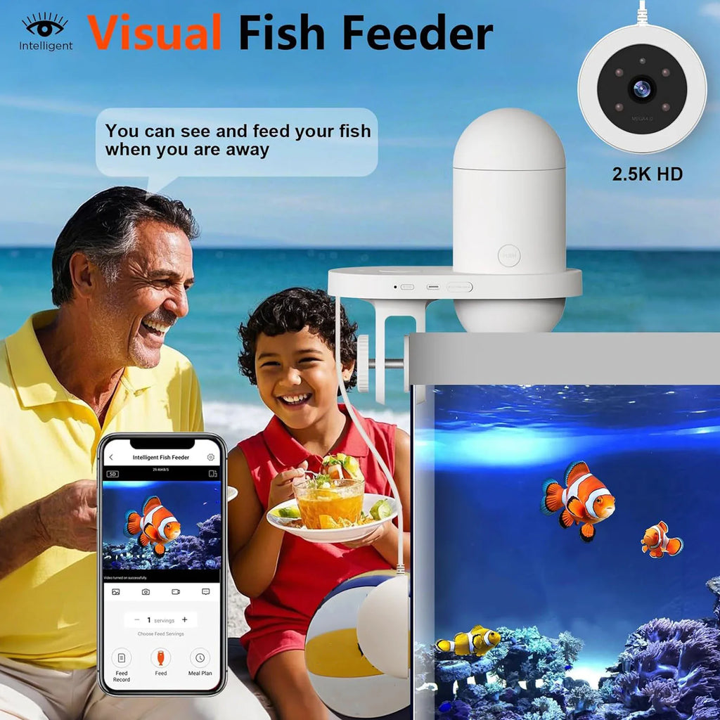 Automatic Fish Feeder 230ml Large Capacity 2.4G 5G WiFi Automatic Fish Food Dispenser with App Control Timer 2.5K Camera Oasis Select
