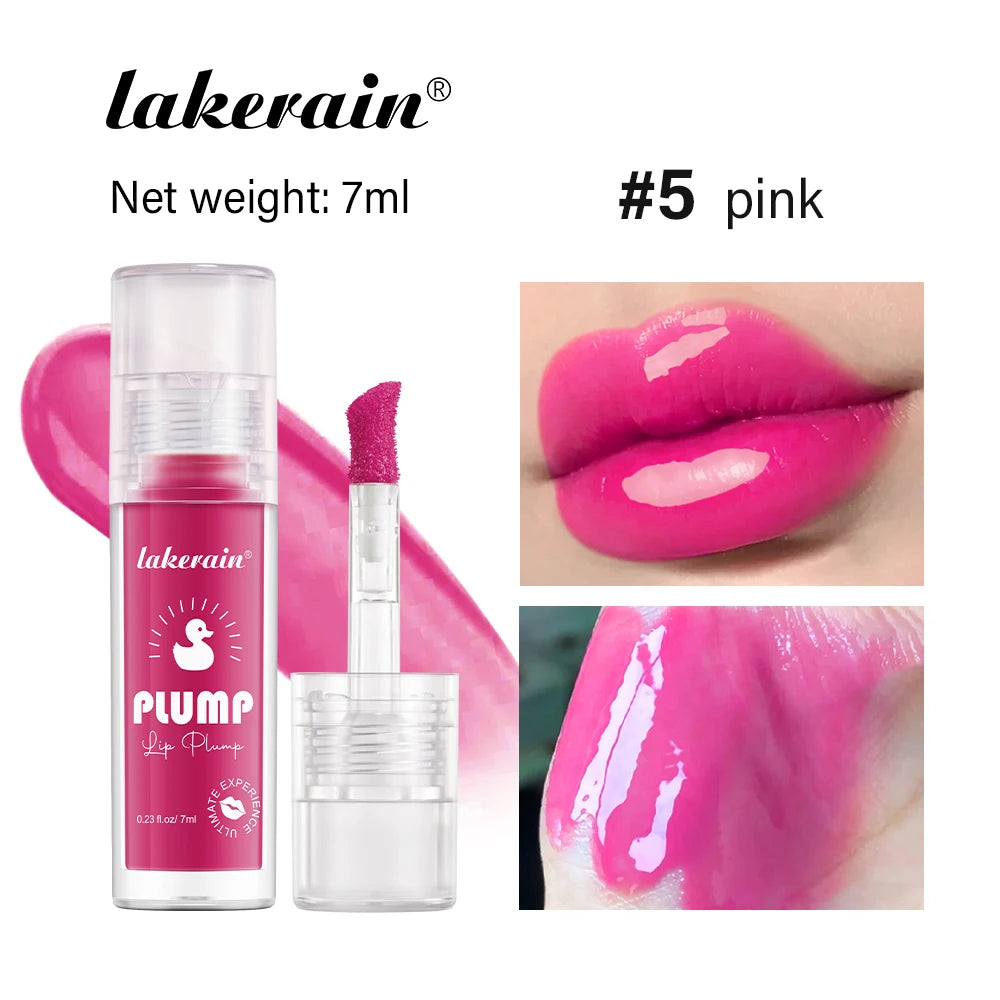 Lakerain Lip Glaze Brightening Lip Color Long-lasting Moisturizing Ginger Root Extract Lip Glaze Texture Hot Plump Lip Gloss Oasis Select Pink