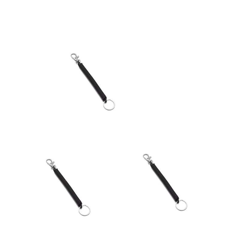 1/3pcs Elastic Wristband Spring Lanyard Key Cord Clasp Spiral Stretch Keychain Security Gear Elastic Ropes Spring Rope Key Ring Oasis Select 3pcs Black