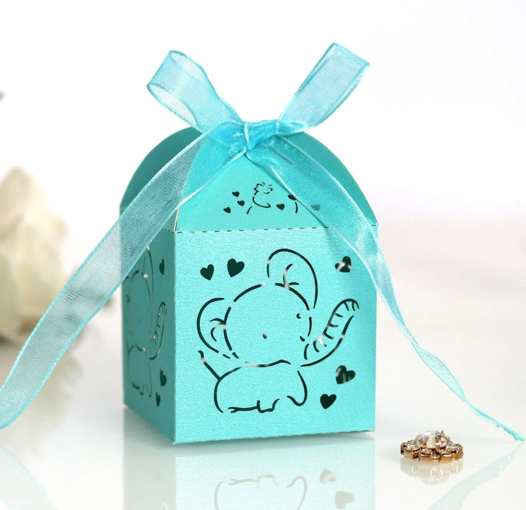 10pcs Elephant Shaped Candy Box for Baby Shower Cute Gift Boxes for Children Birthday Party Favors Box Candy Packaging Supplies Oasis Select Tiffany Blue Other