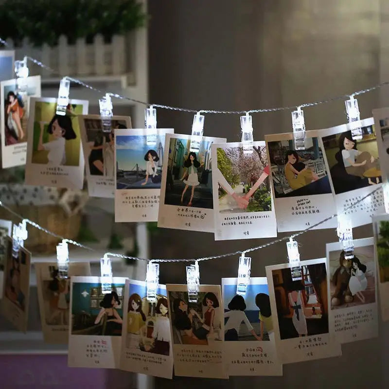 1M 2M Photo Clips String Lights Christmas Fairy Lights Battery-operated Garland Hanging Picture Cards Holder Holiday Lamp Decor Oasis Select White 1M 10 Clips