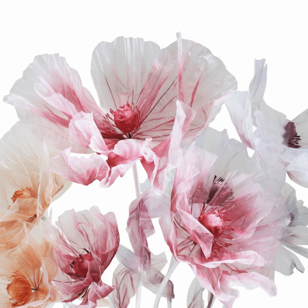 Single Flower Head Simulated Flower Silk Mesh Yarn Beautiful Decoration Silk Screen Flower Stand Props Large Poppy Oasis Select